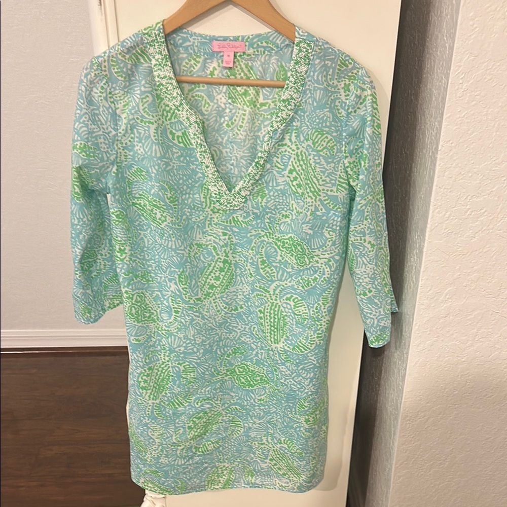 Lilly Pulitzer Blue and Green Swim Coverup